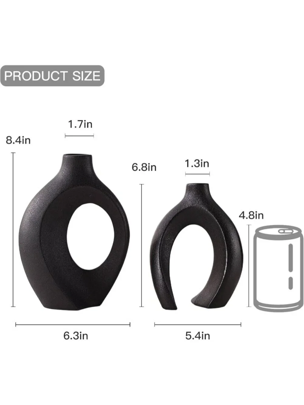 Matte Black 6.3 Hollow Ceramic Vase Set Of 2 Boho Tabletop Living Room Home Dec